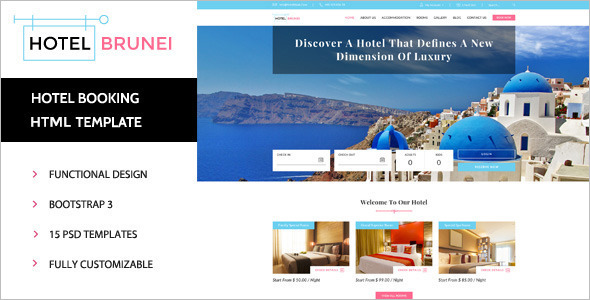 Multi Hotel booking Restaurant website Theme
